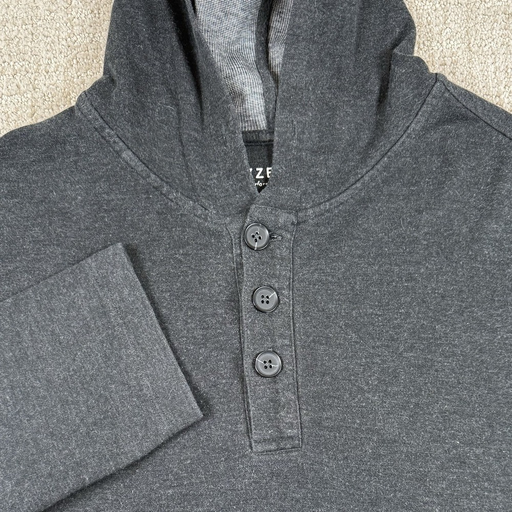 Mizzen+Main Men's 2XL Gray Performance Henley Pullover Hoodie